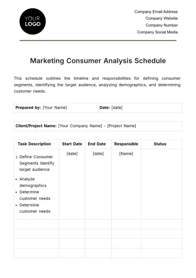 Free Marketing Consumer Analysis Schedule Template to Edit Online