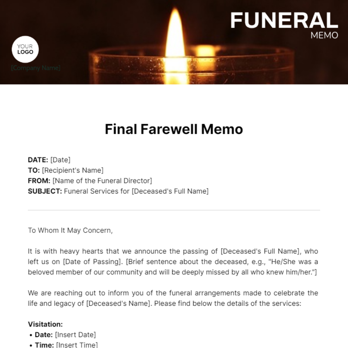 Funeral Memo Template