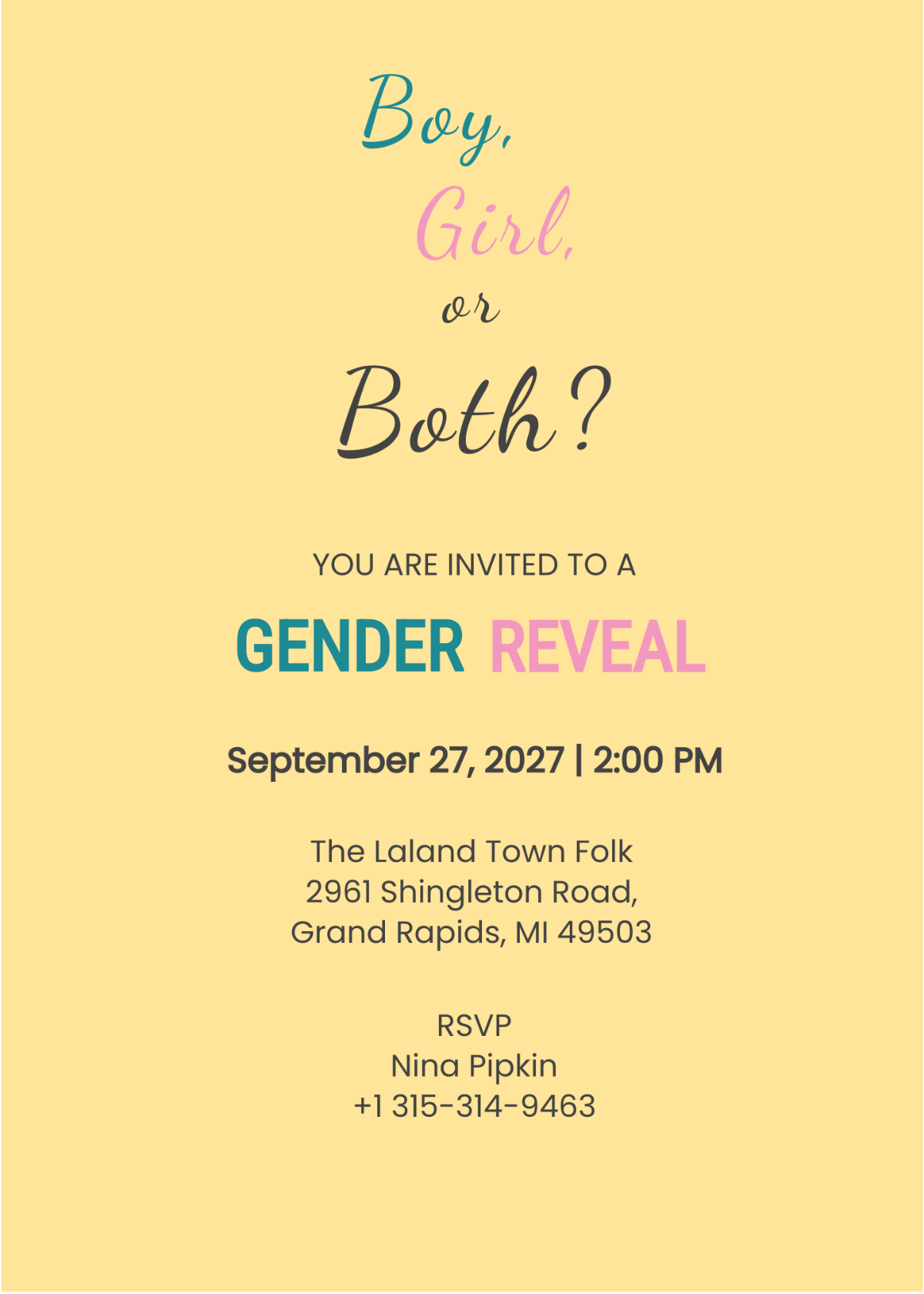 Free Twin Gender Reveal Invitation Template