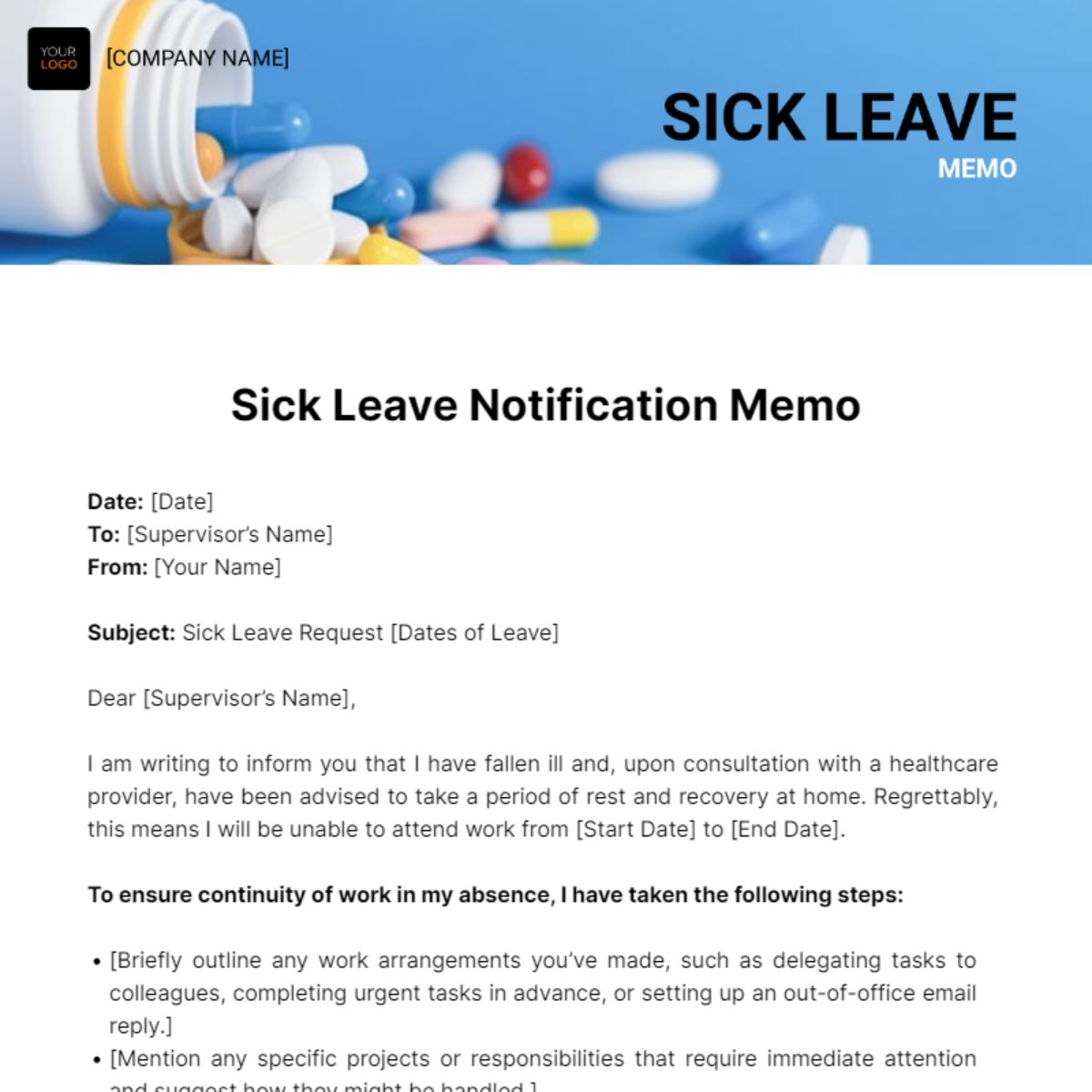 Sick Leave Memo Template