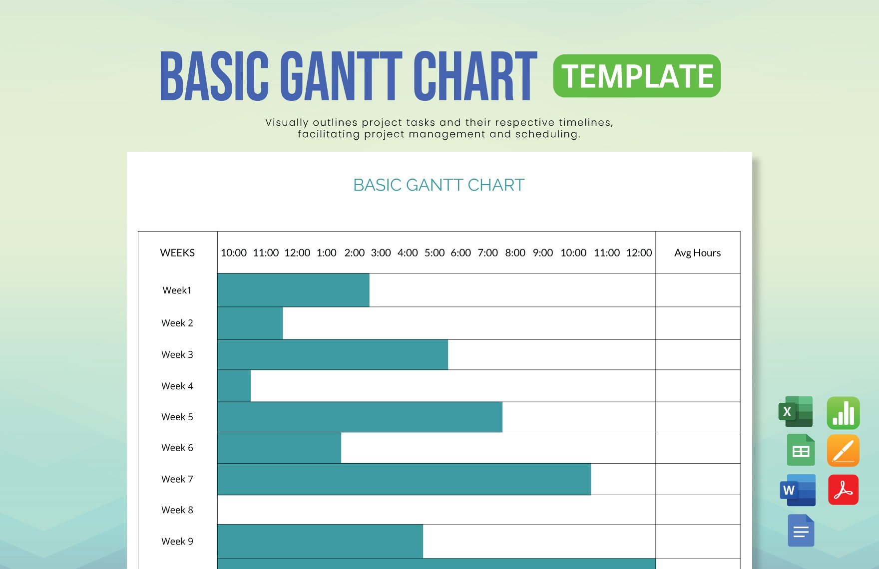 Free Basic Gantt Chart Template in Word, Excel, Google Sheets, Apple Pages, Apple Numbers