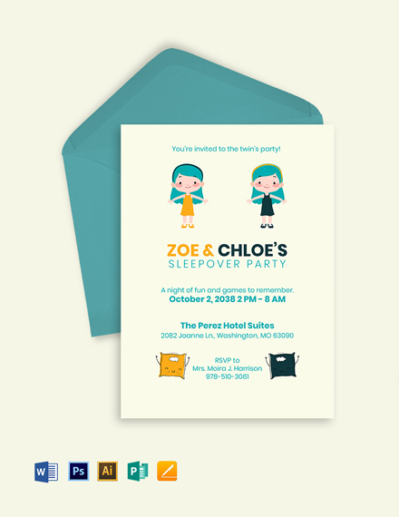 FREE Sleepover Invitation Template Download in Word Illustrator