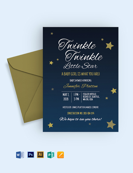 Twinkle Twinkle Little Star Invitation Template - Illustrator, Word ...