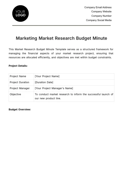 Free Market Research Budget Minute Template to Edit Online