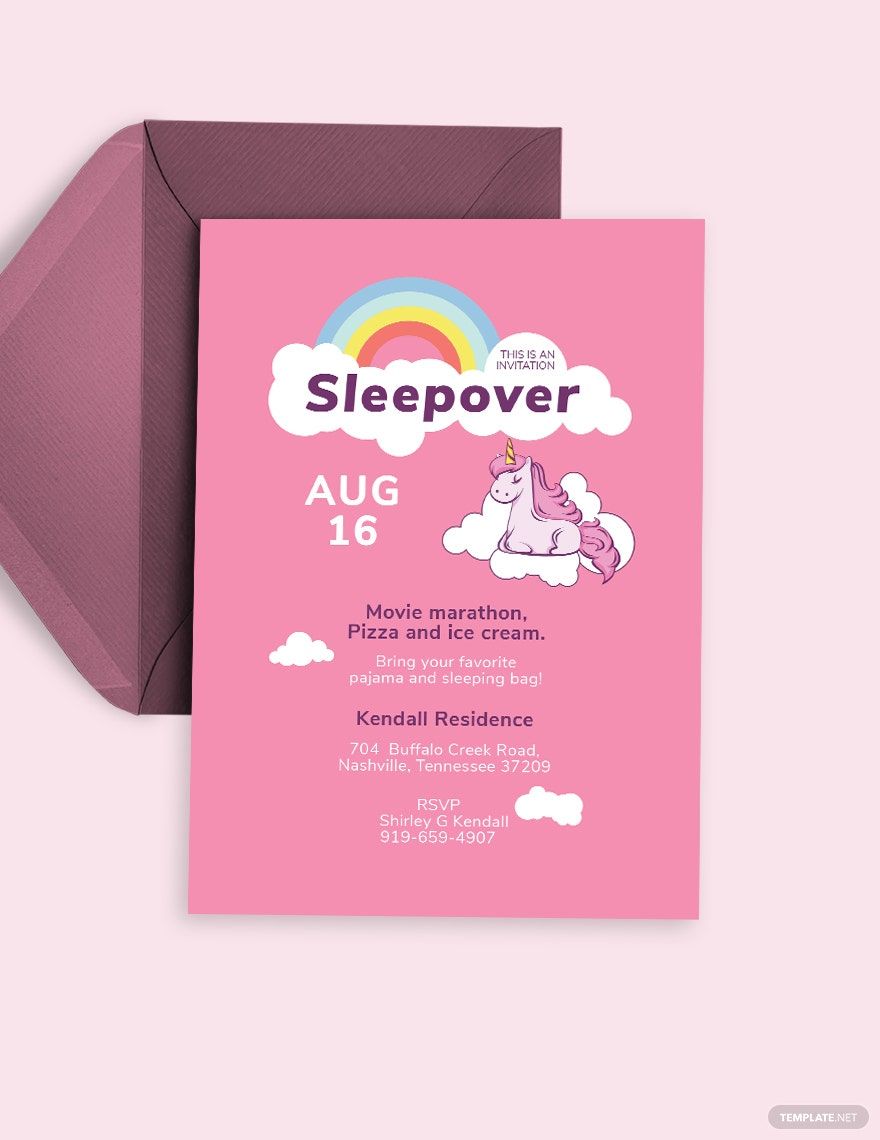 Unicorn Sleepover Invitation Template