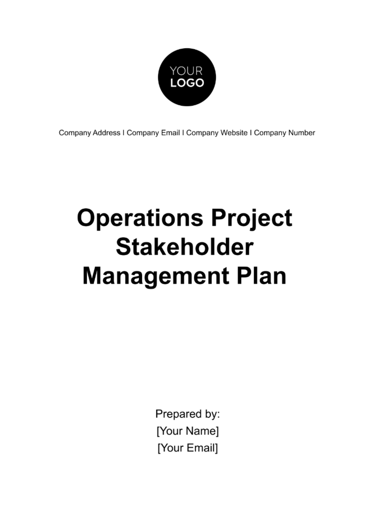Free Operations Project Stakeholder Management Plan Template