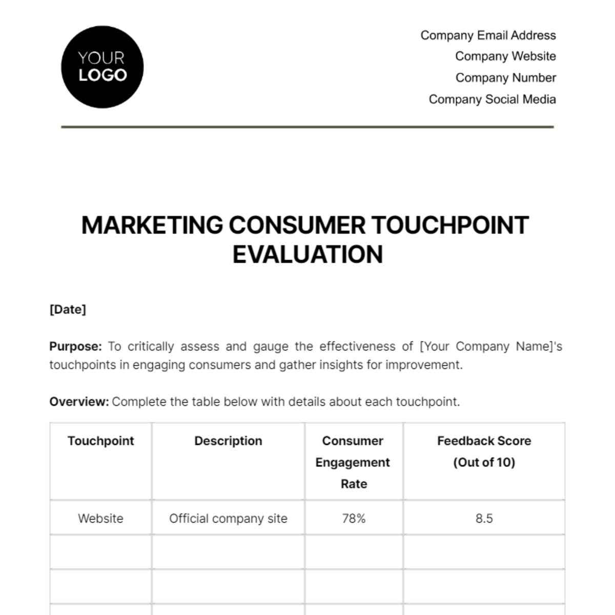 Free Marketing Consumer Touchpoint Evaluation Template