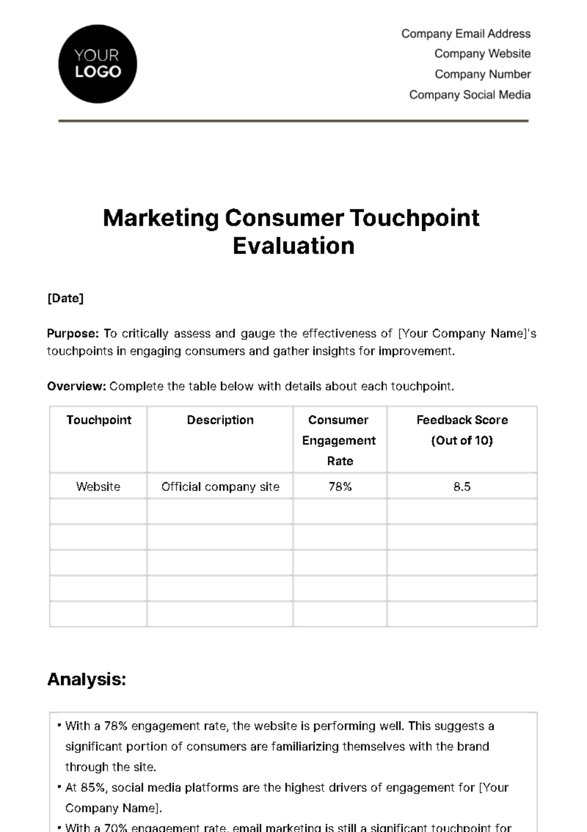 Marketing Consumer Touchpoint Evaluation Template