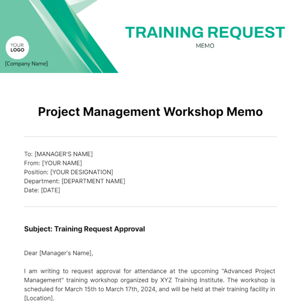 Training Request Memo Template