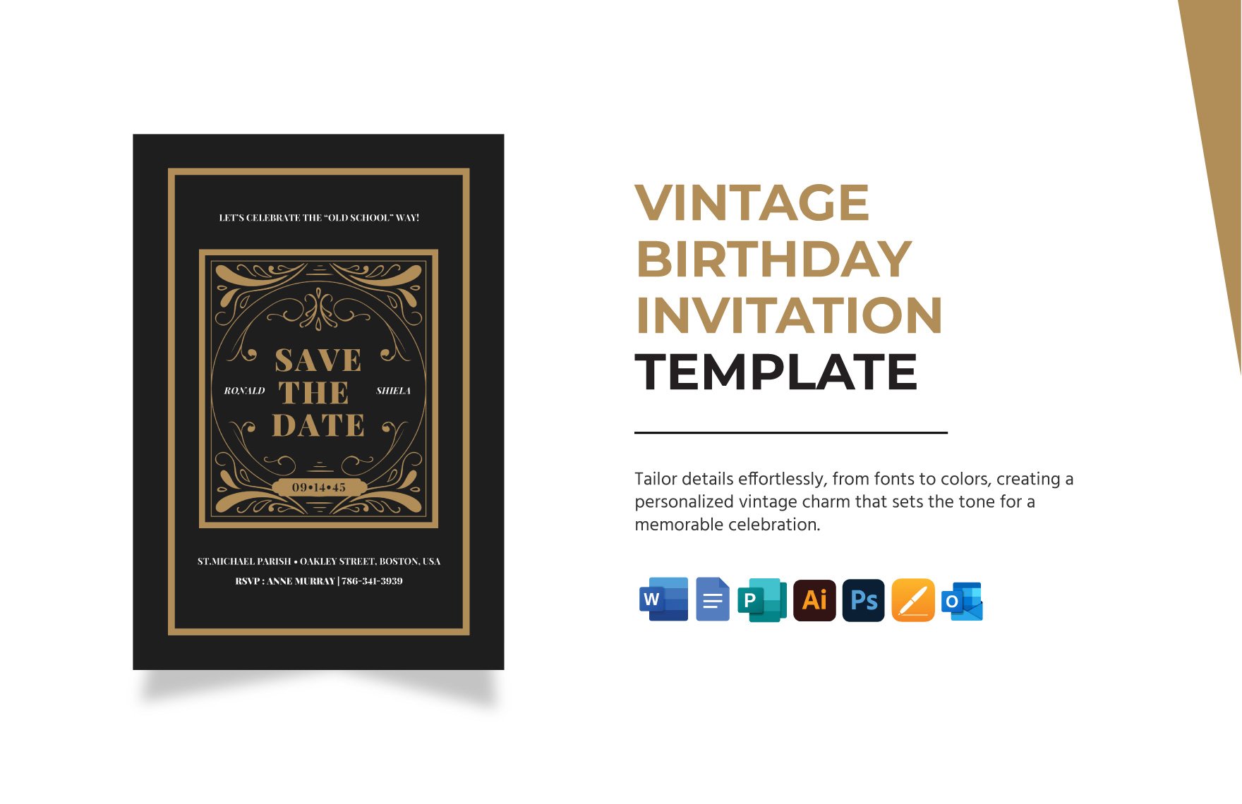 Vintage Birthday Invitation Template