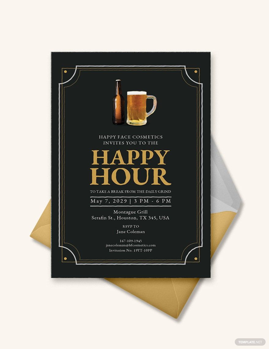 Vintage Happy Hour Invitation Template