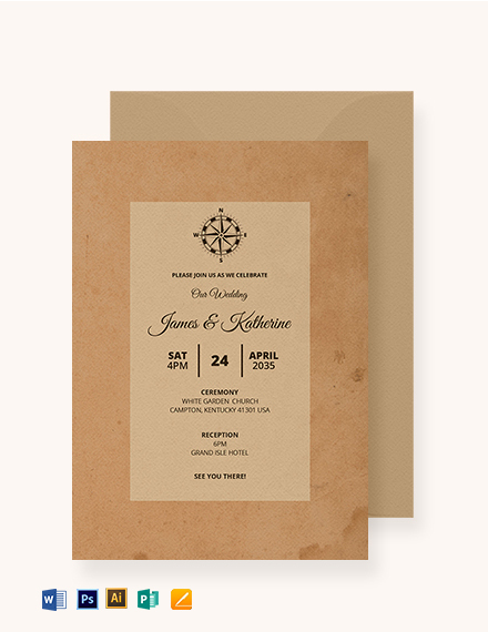 Free Vintage Wedding Invitation Template Word Doc Psd