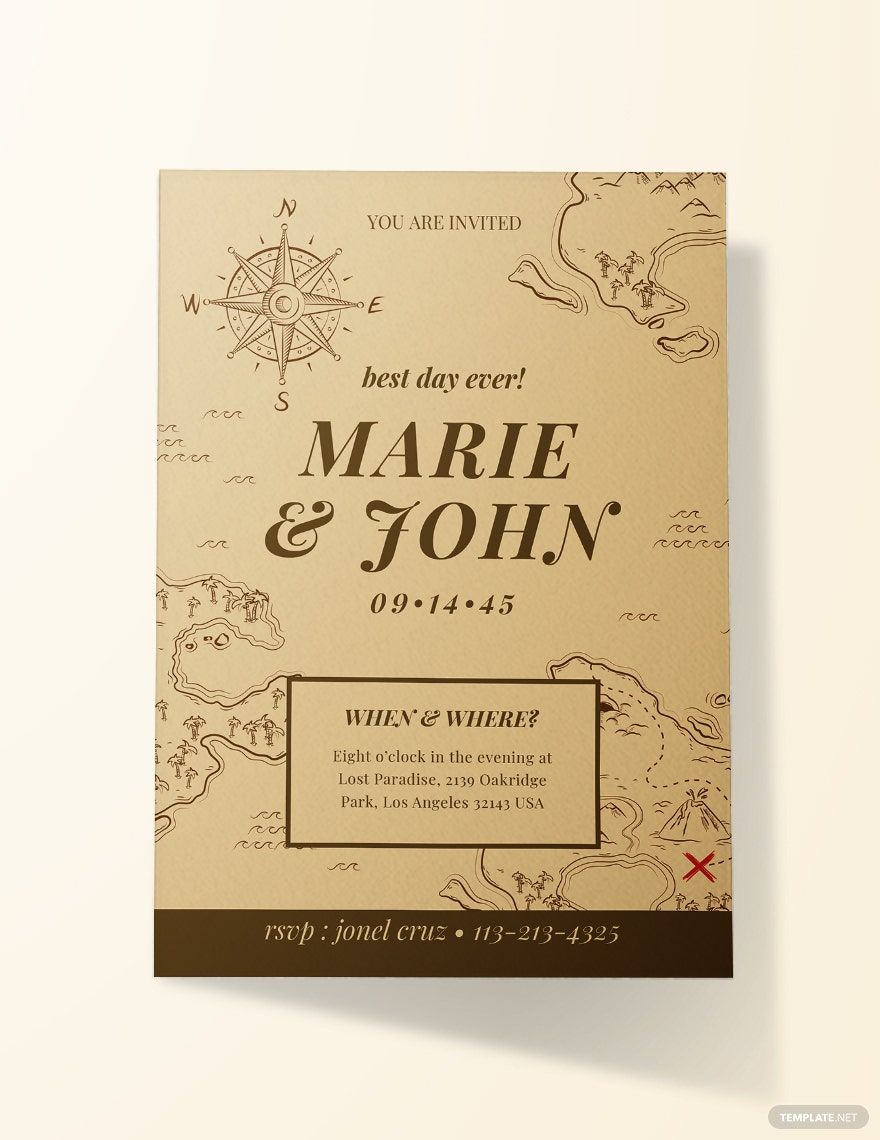 Vintage Map Fall Wedding Invitation Template in Word, Illustrator, PSD, Apple Pages, Publisher, Outlook