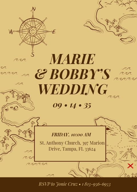 Vintage Map Fall Wedding Invitation Template.jpe