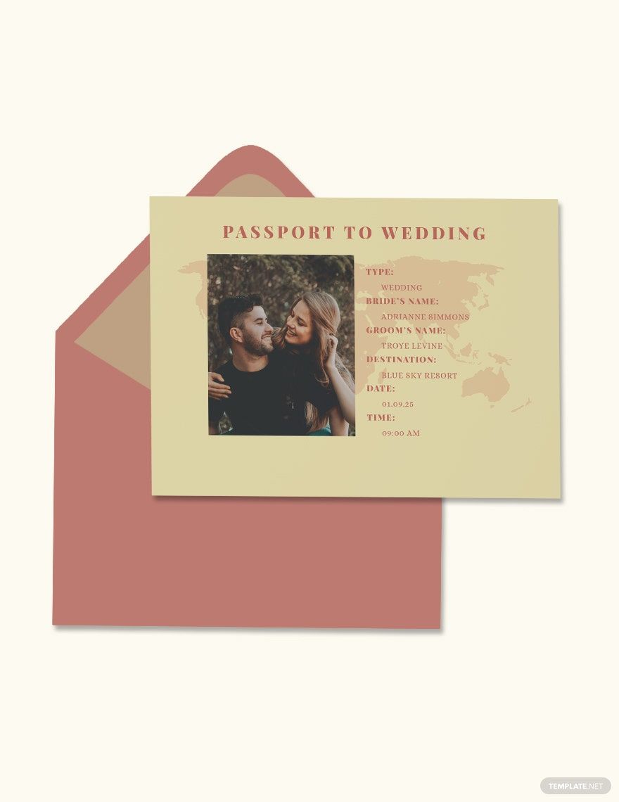 Free Vintage Passport Fall Wedding Invitation Template