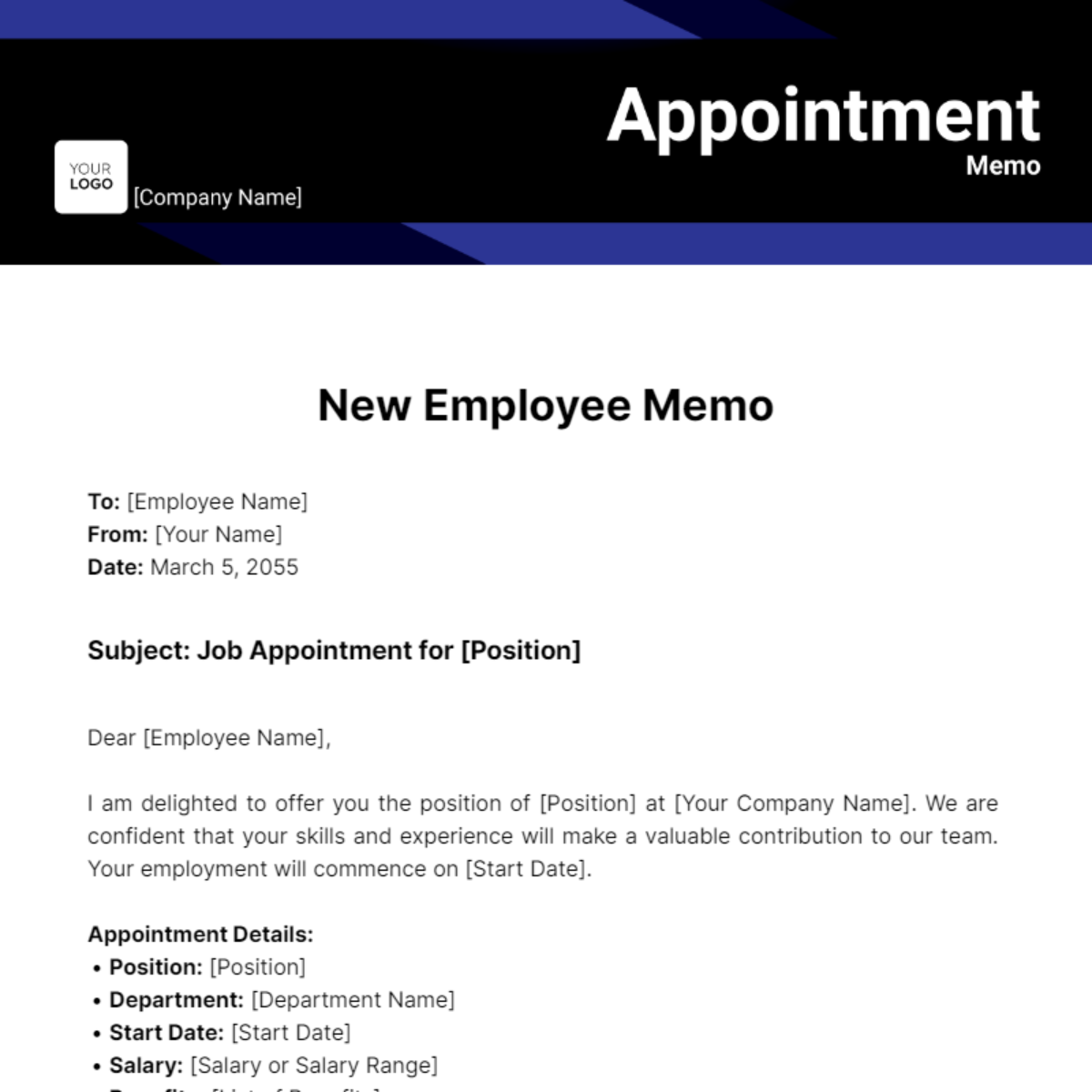 Appointment Memo Template