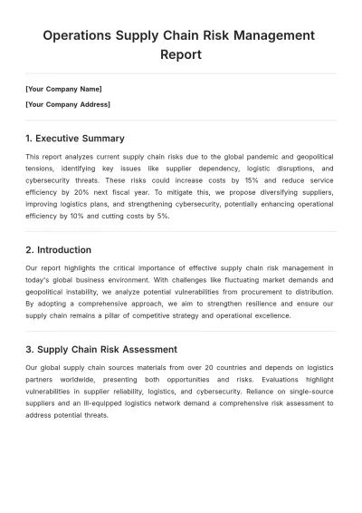 Free Operations Supply Chain Risk Management Report Template to Edit Online