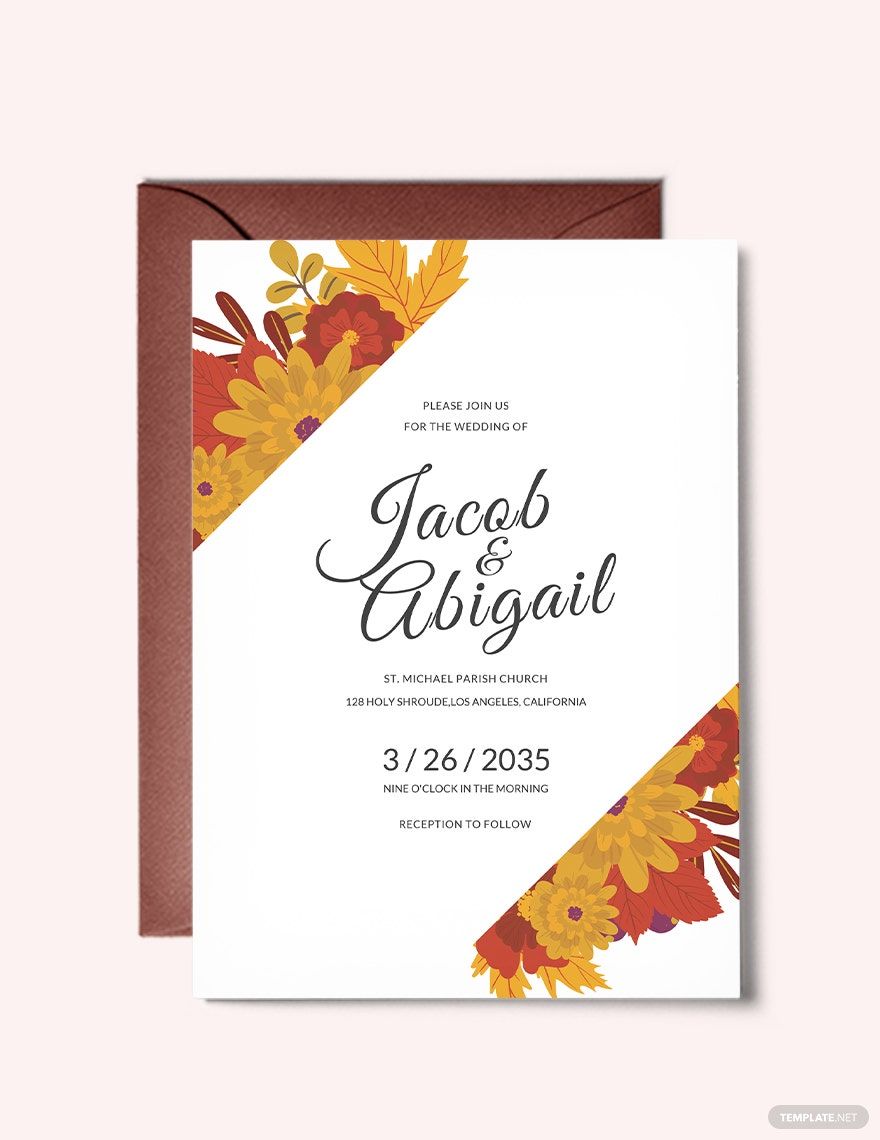 Warm Autumn Fall Wedding Invitation Template