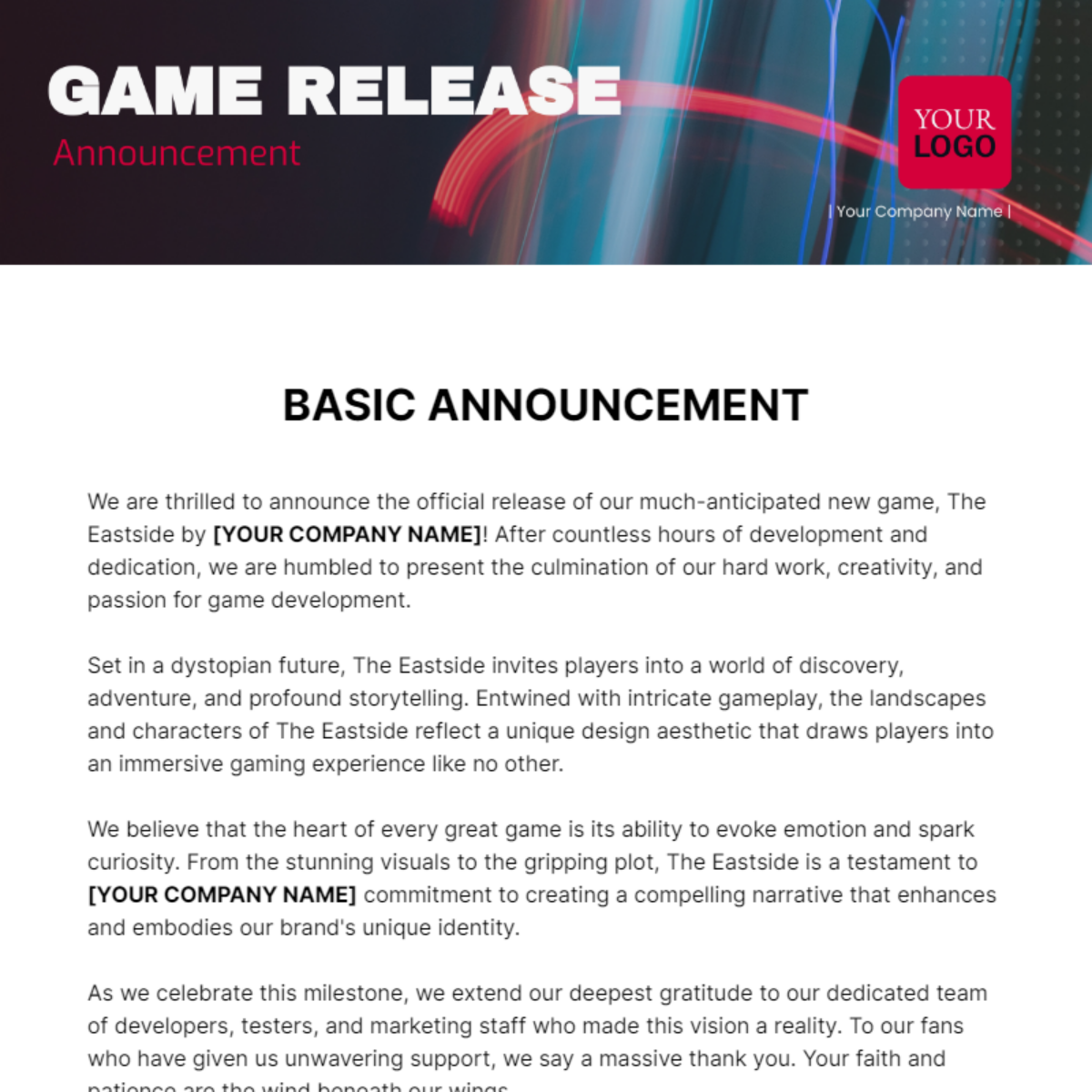 Basic Announcement Template - Edit Online & Download