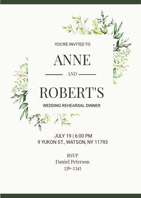 Printable Rehearsal Dinner Invitation Template [Free JPG] - Illustrator ...