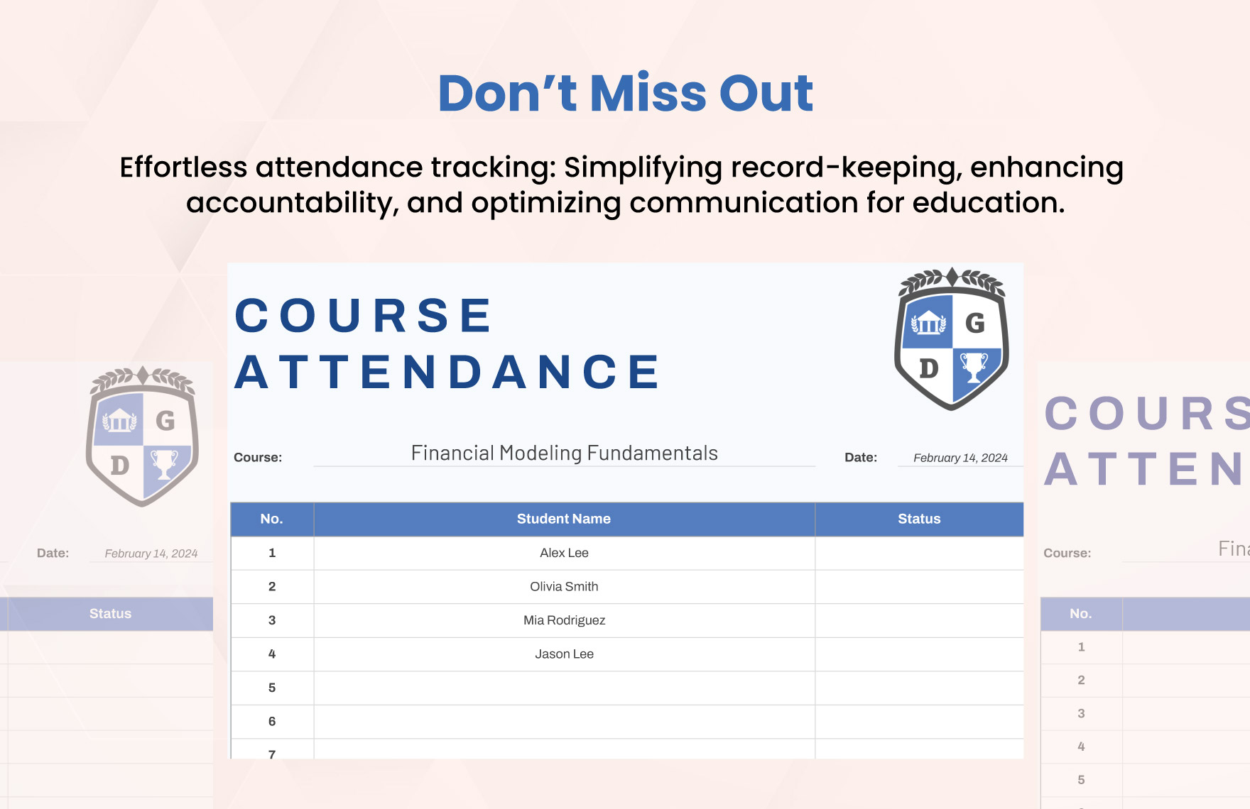 Course Attendance Template