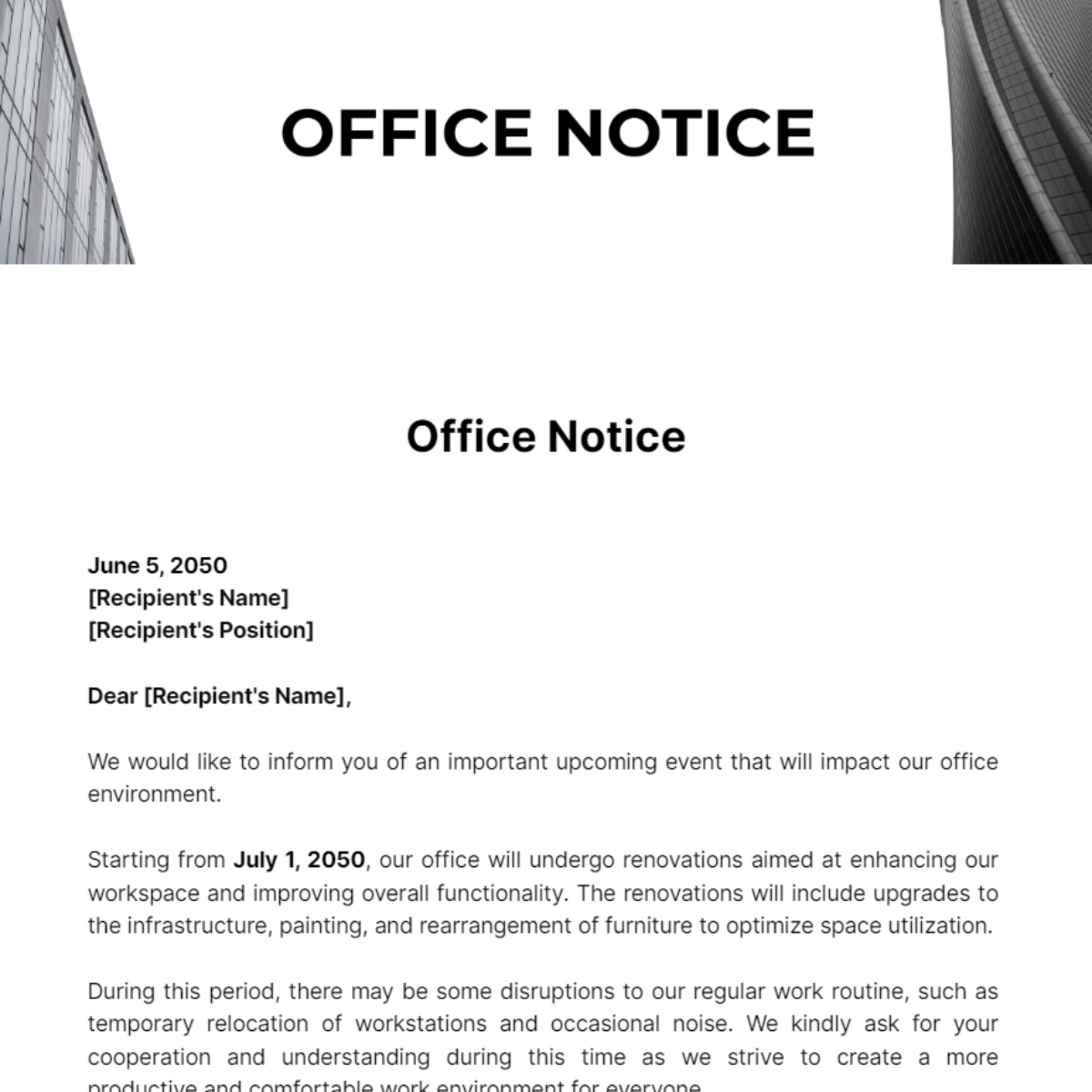 Office Notice Template - Edit Online & Download