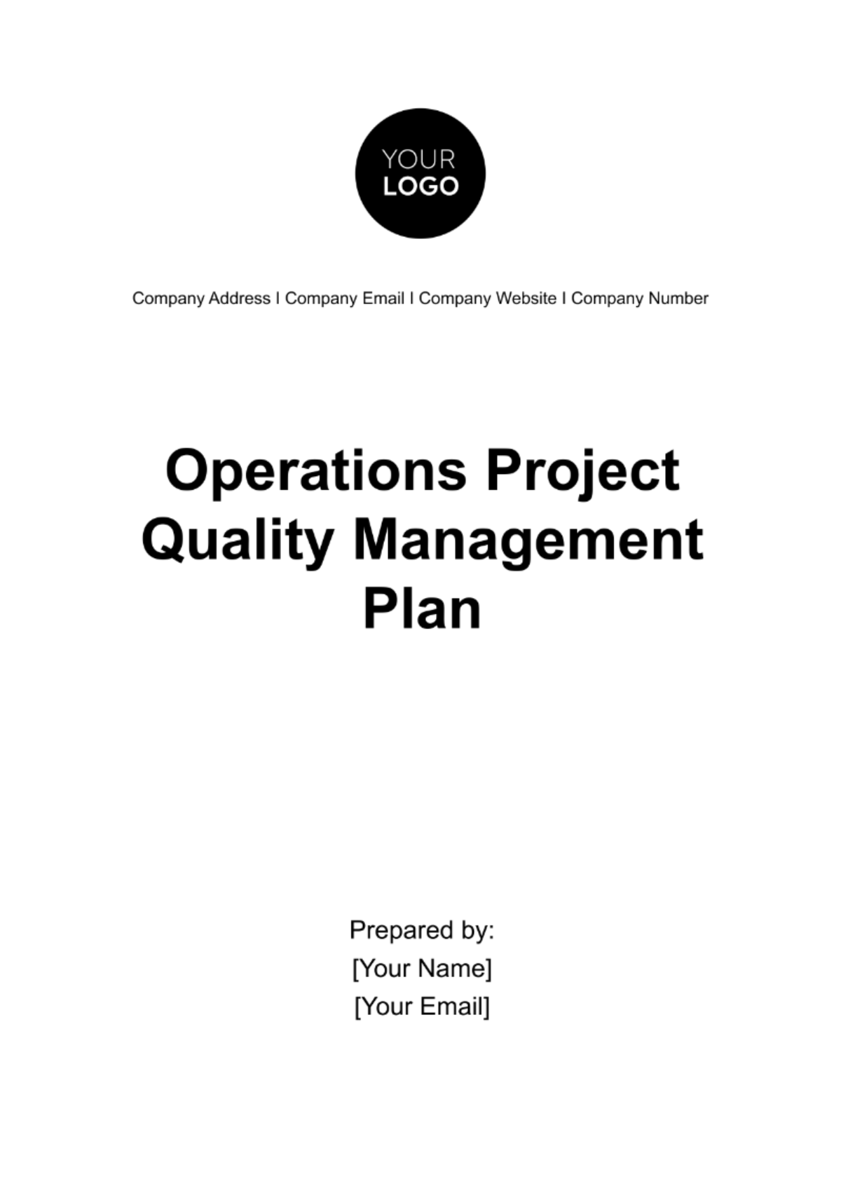 Operations Project Quality Management Plan Template