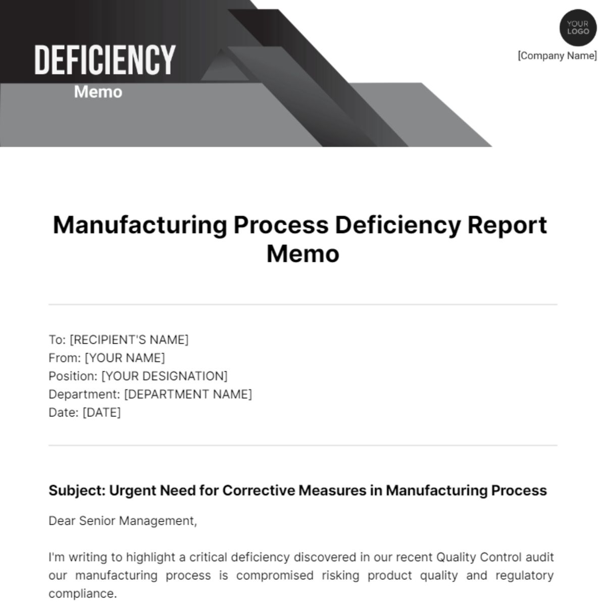 Deficiency Memo Template - Edit Online & Download