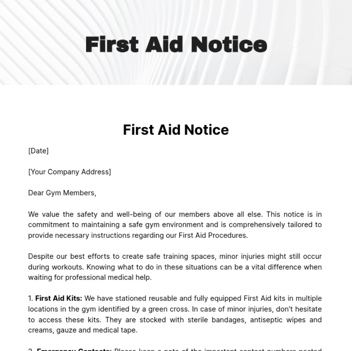 First Aid Notice Template - Edit Online & Download