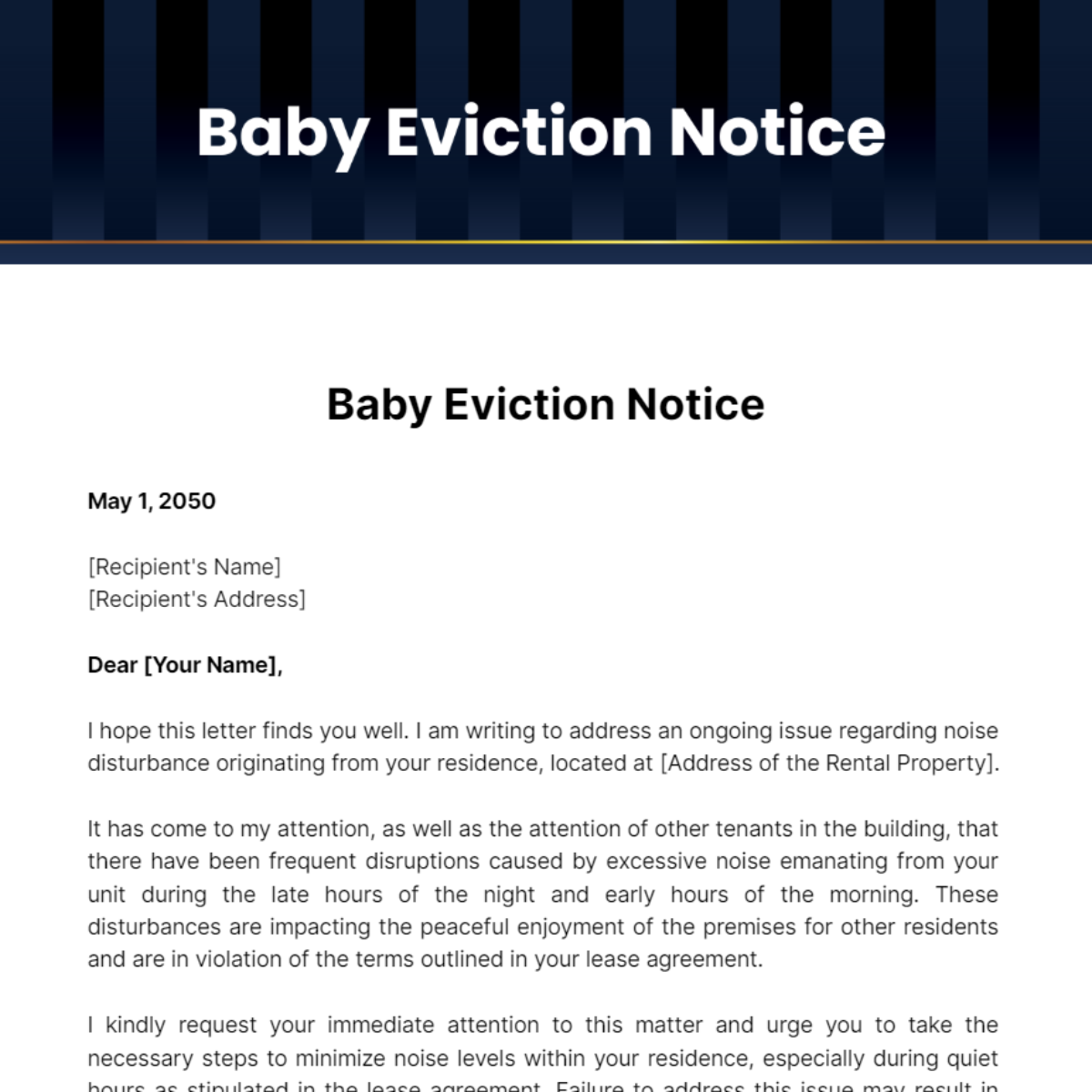 Baby Eviction Notice Template - Edit Online & Download