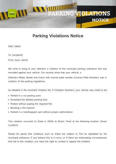 Free Parking Violation Notice Template to Edit Online