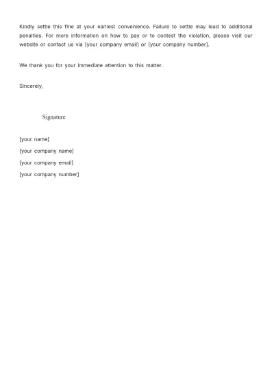 Free Parking Violation Notice Template to Edit Online