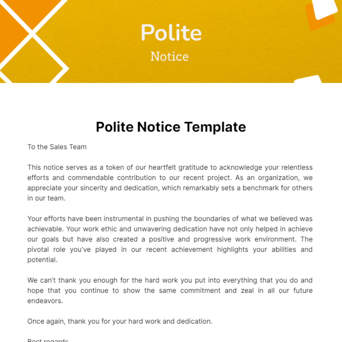 Polite Notice Template - Edit Online & Download