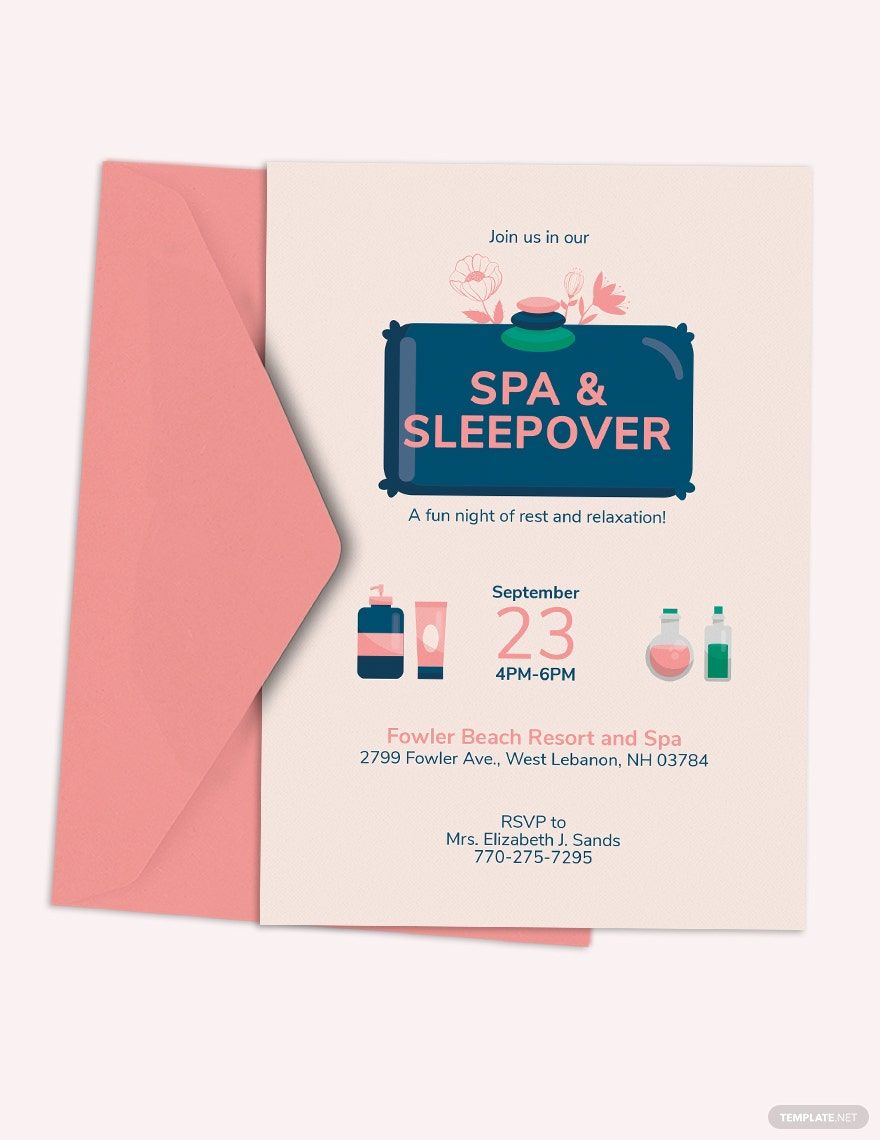 Spa Sleepover Invitation Template