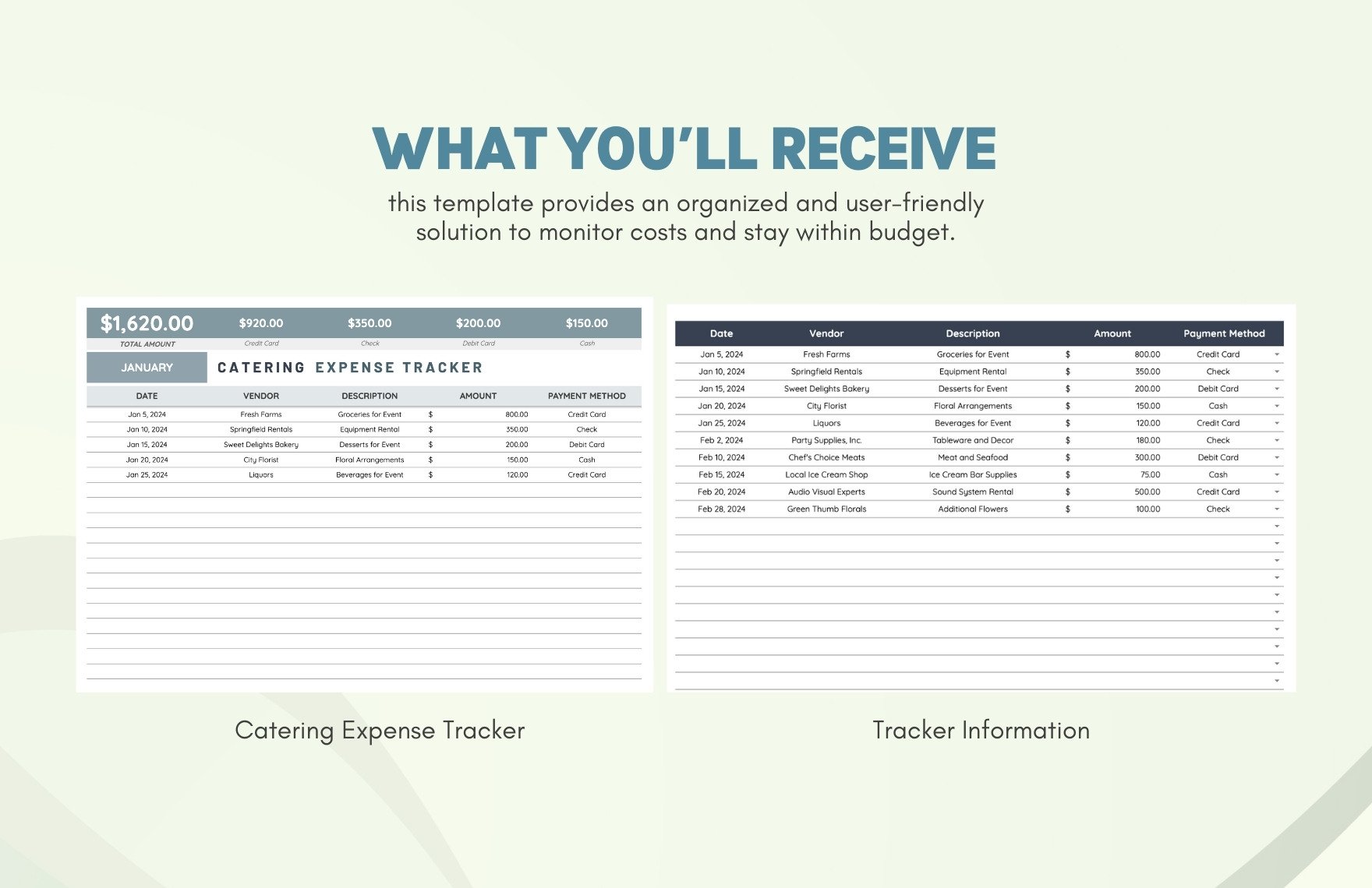 Catering Expense Tracker Template