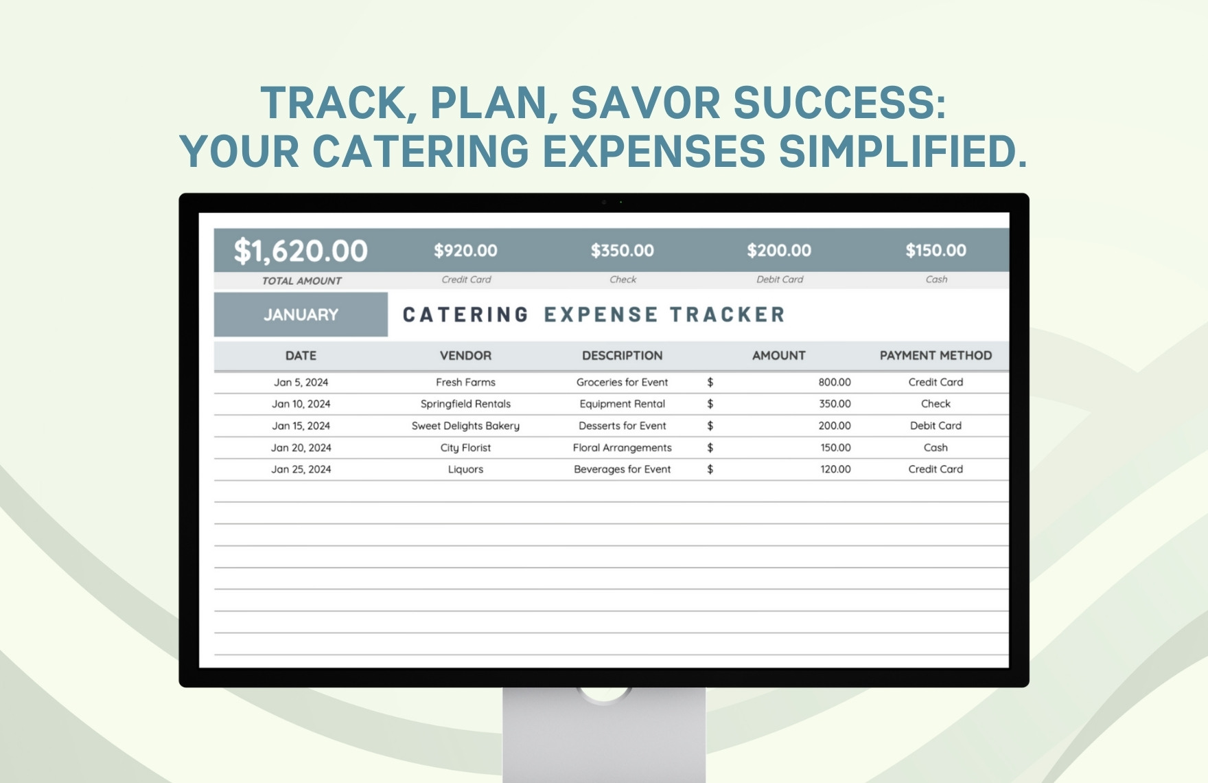Catering Expense Tracker Template