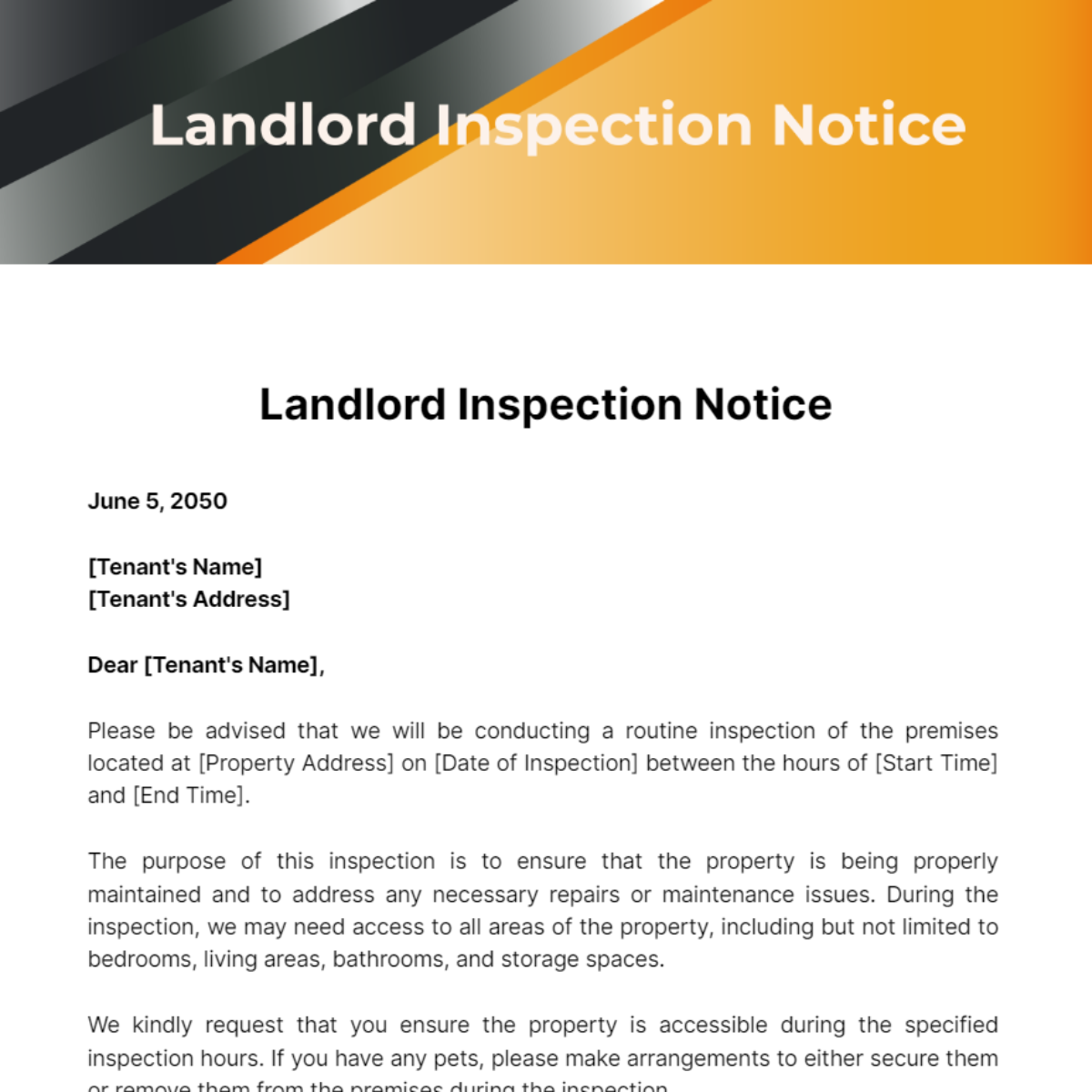 Landlord Inspection Notice Template - Edit Online & Download