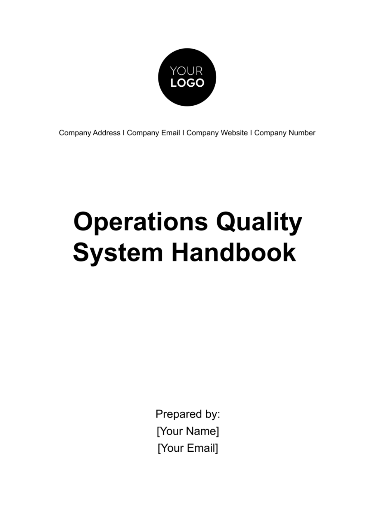 Free Operations Quality System Handbook Template