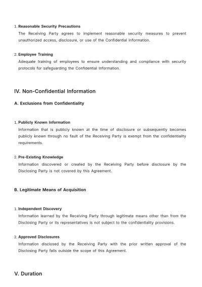 Free Operations Project Confidentiality (NDA) Agreement Template to Edit Online