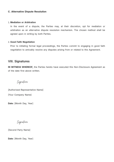 Free Operations Project Confidentiality (NDA) Agreement Template to Edit Online