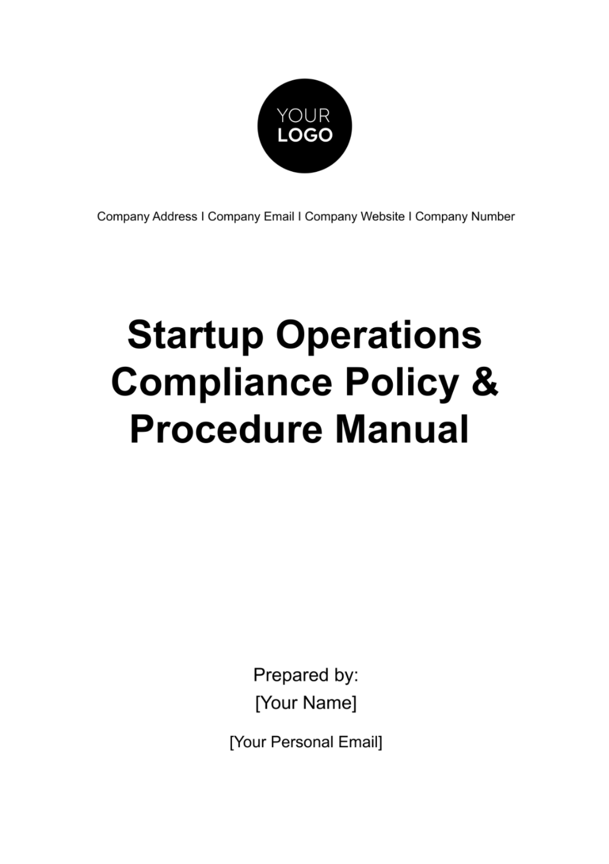 Free Startup Operations Compliance Policy & Procedure Manual Template