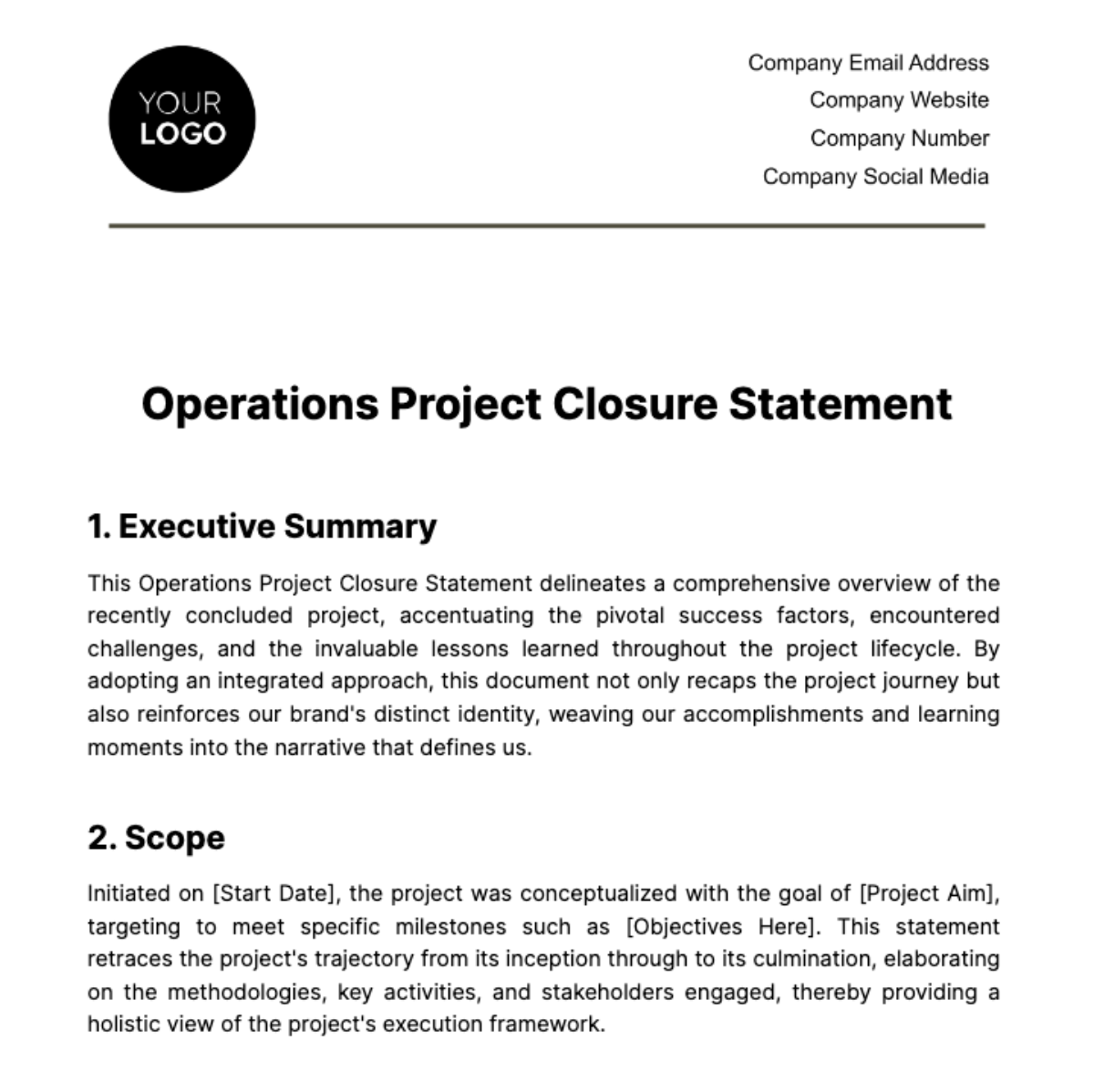 Operations Project Closure Statement Template - Edit Online & Download ...