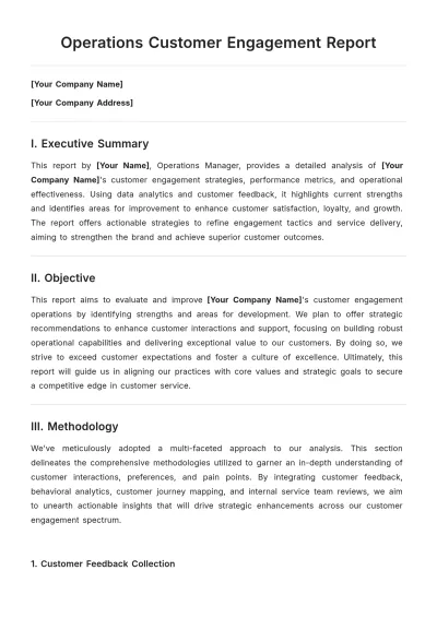 Free Operations Customer Engagement Report Template to Edit Online