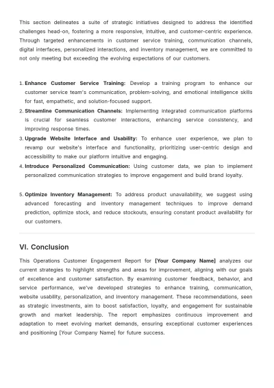 Free Operations Customer Engagement Report Template to Edit Online