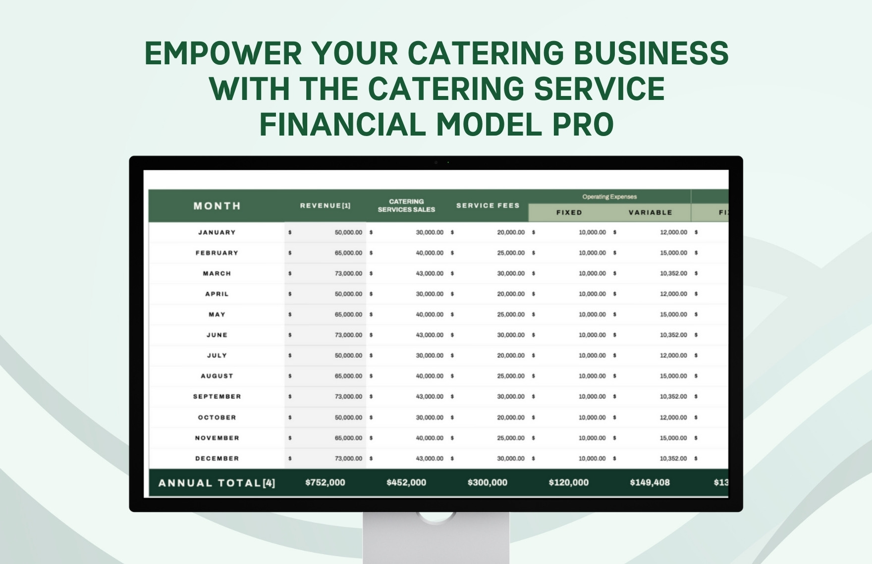 Catering Service Excel Financial Model Template
