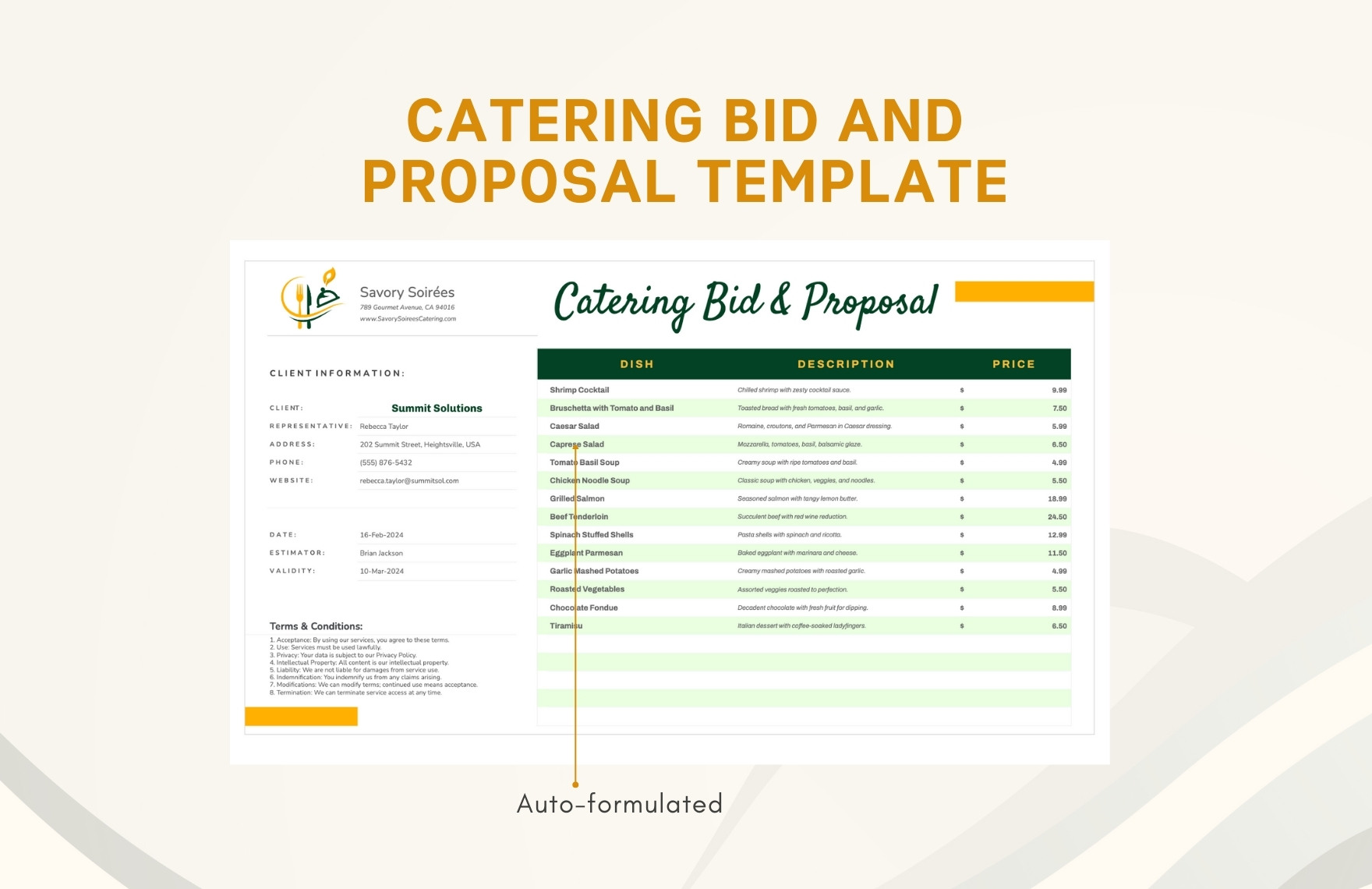 Catering Bid and Proposal Template