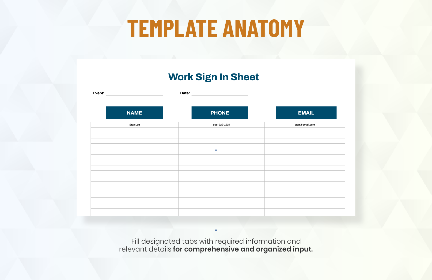 Work Sign In Sheet Template