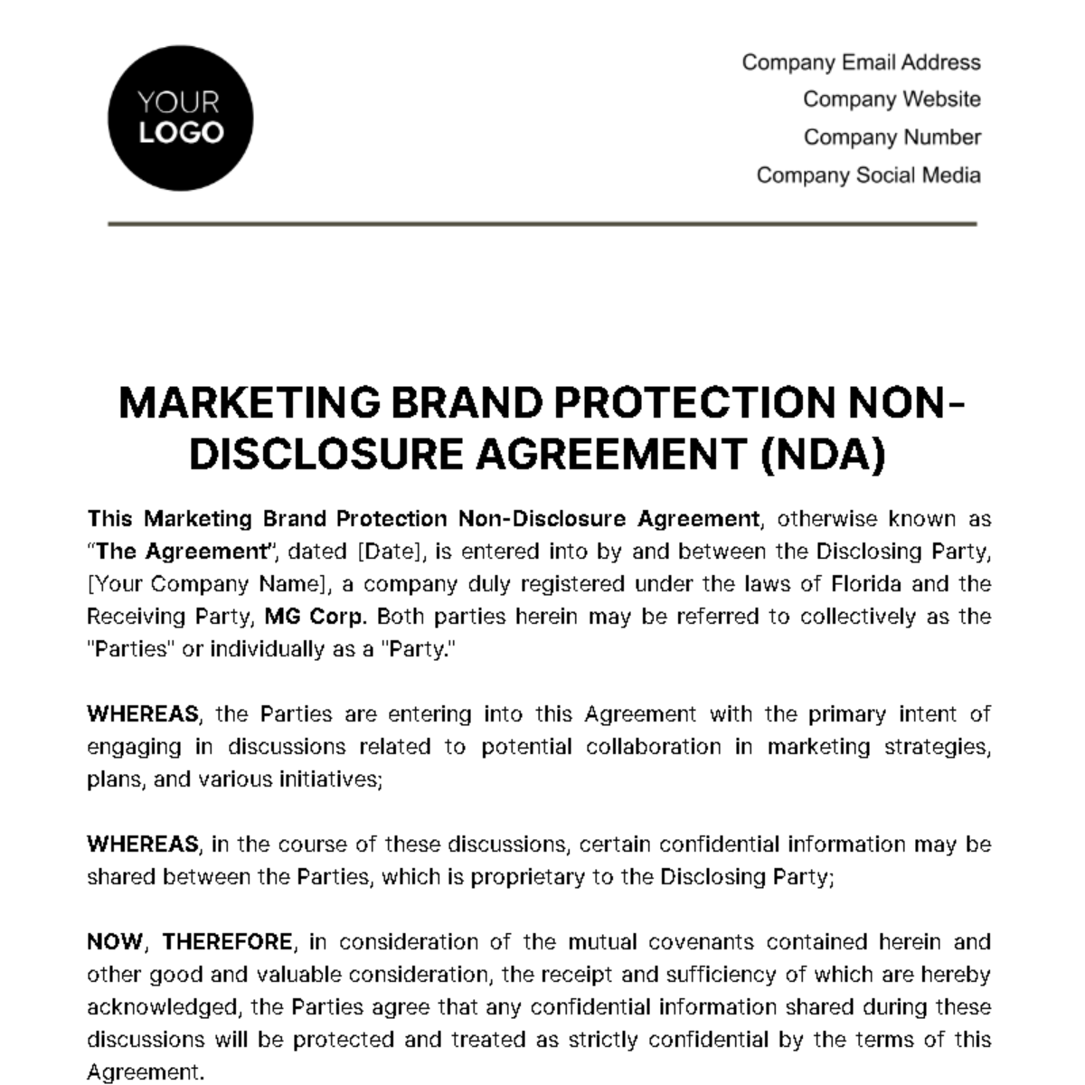 Marketing Brand Protection NDA Template