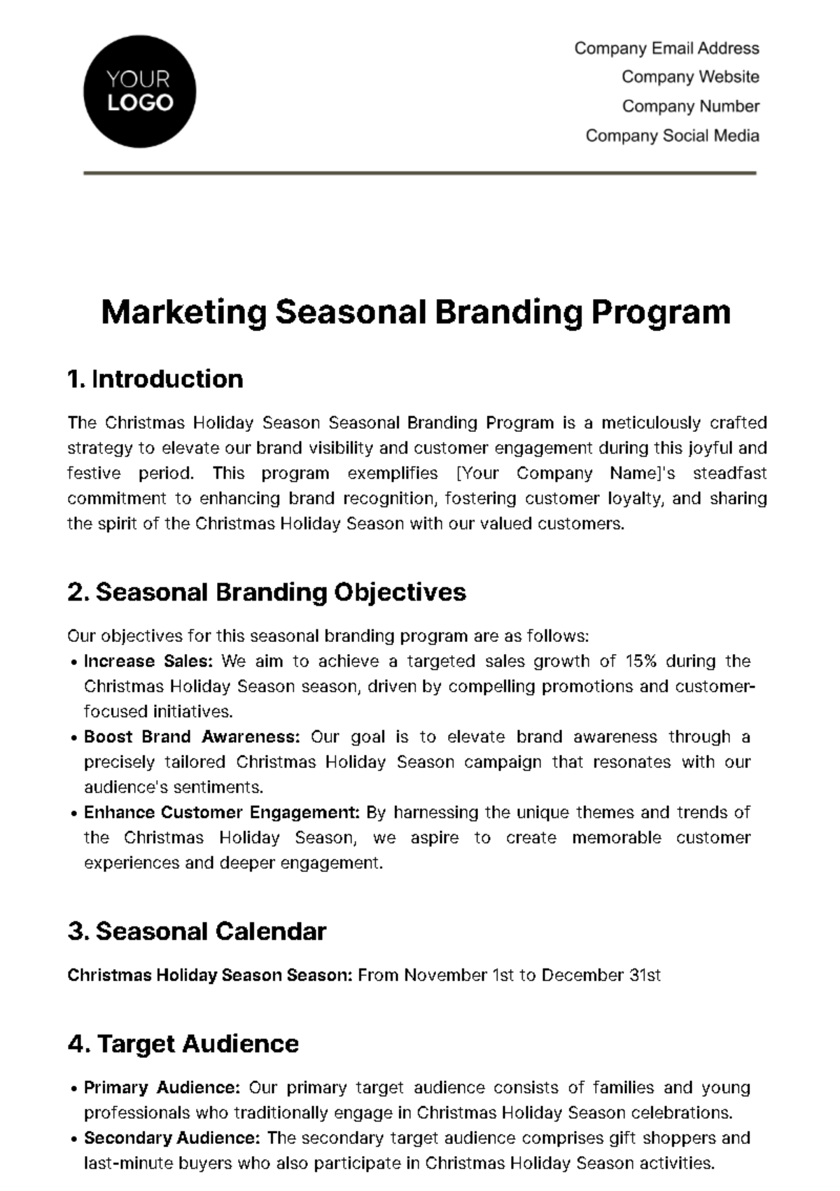 Marketing Seasonal Branding Program Template