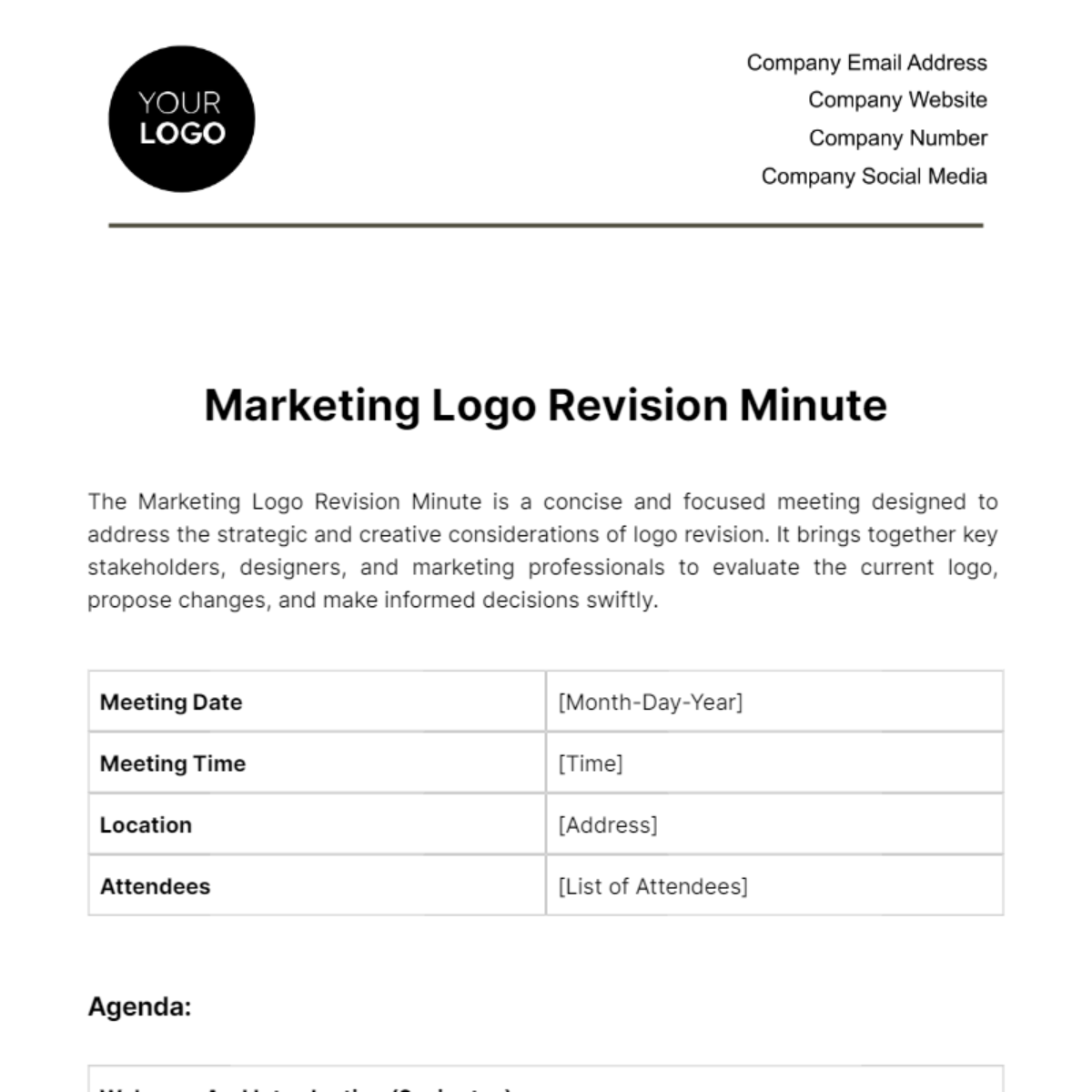 Marketing Logo Revision Minute Template